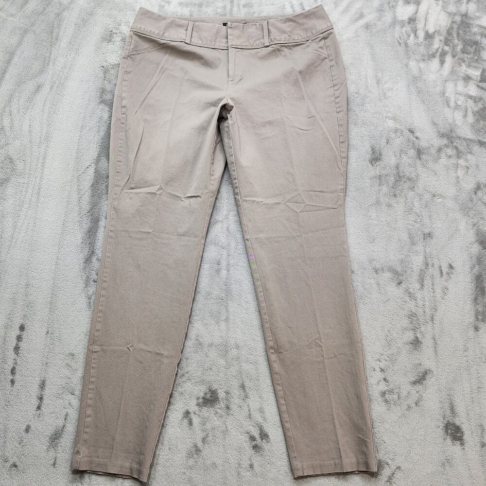 INC International Concepts Pants Womens 12 Tan Mid Rise Slim Leg Ankle Stretch